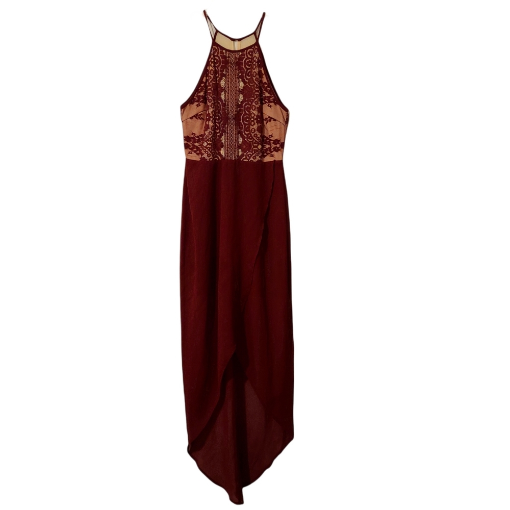 LUSH | Halter top Sleeveless asymmetrical Lace sheer mesh dress Size Small
